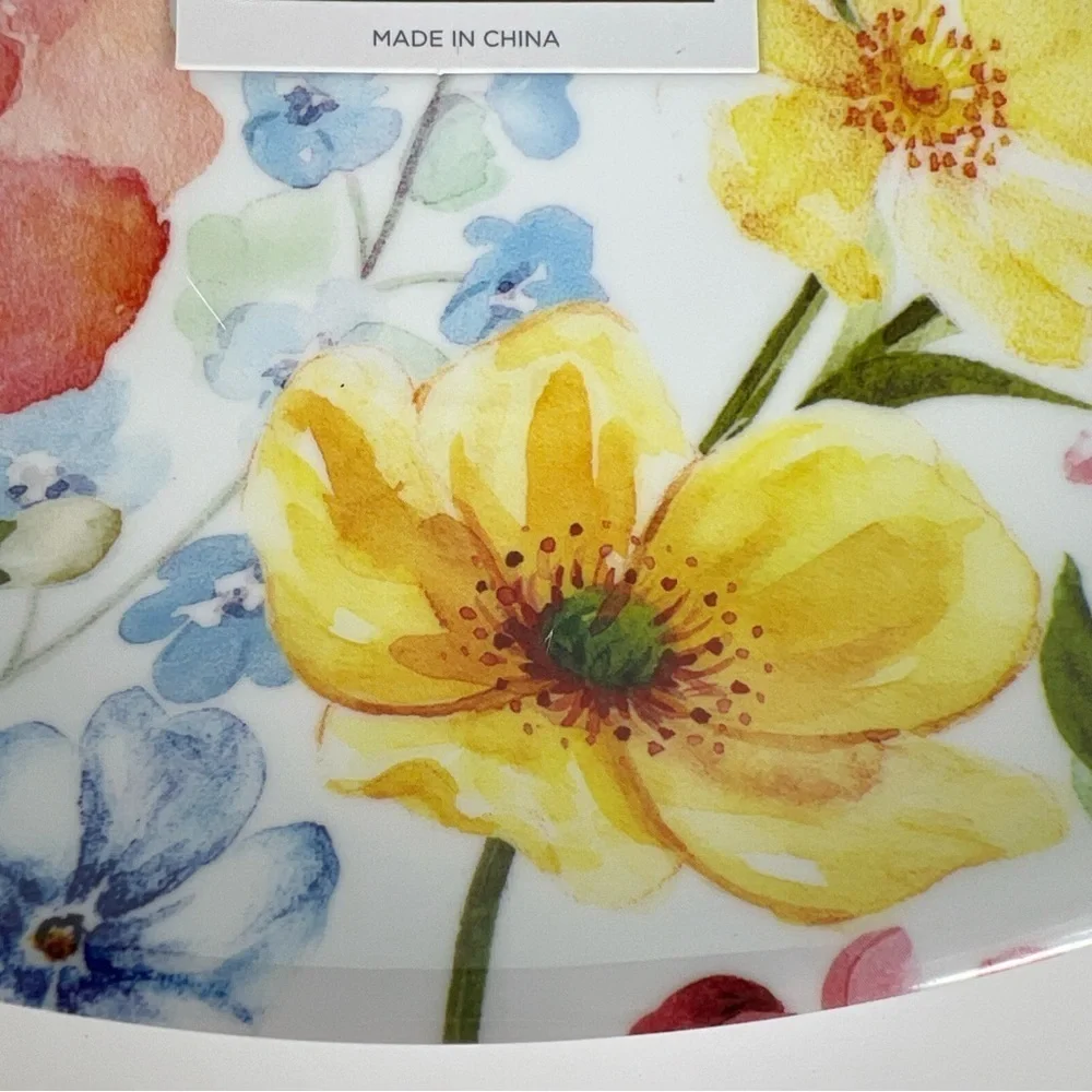 Rachel Ashwell The Farmhouse Melamine Dinner Plates Floral Spring Set of 4 NEW
